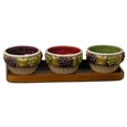 Vineyard Meritage Appetizer Server 3 Bowls on Tray