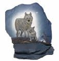 Country Artists Wolf with Cub Slate Plaque