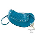 Deborah Lewis Leather Handbag Turquoise Petite Bateau Style