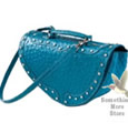 Deborah Lewis Leather Handbag Accordian Turquoise